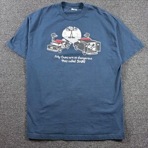 VTG‎ MOST Guns So Dangerous They Called SWAT Men's XL Stick Figure Y2K Gym RARE